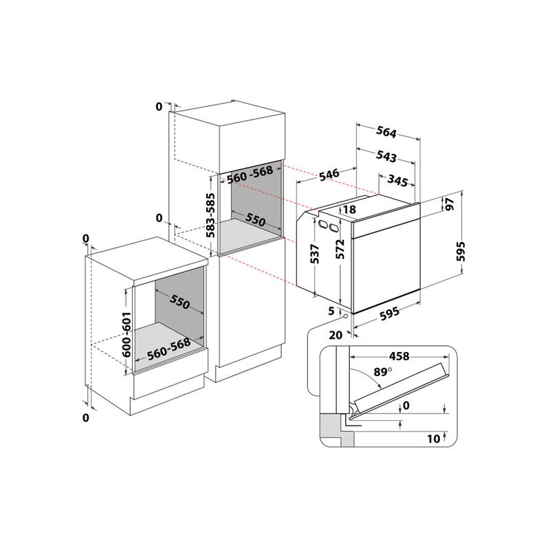 Hotpoint_Ariston Forno Da incasso FI4 854 P IX HA Elettrico A+ Technical drawing