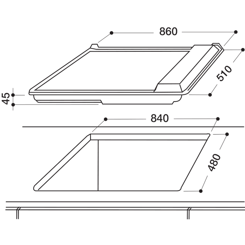 Indesit Piano cottura PIM 950 AST (GH) EX Inox GAS Technical drawing