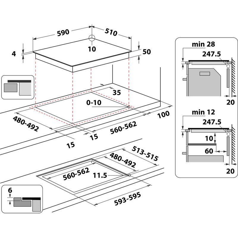 Hotpoint_Ariston-Piano-cottura-HS-5160C-NE-Nero-Induction-vitroceramic-Technical-drawing
