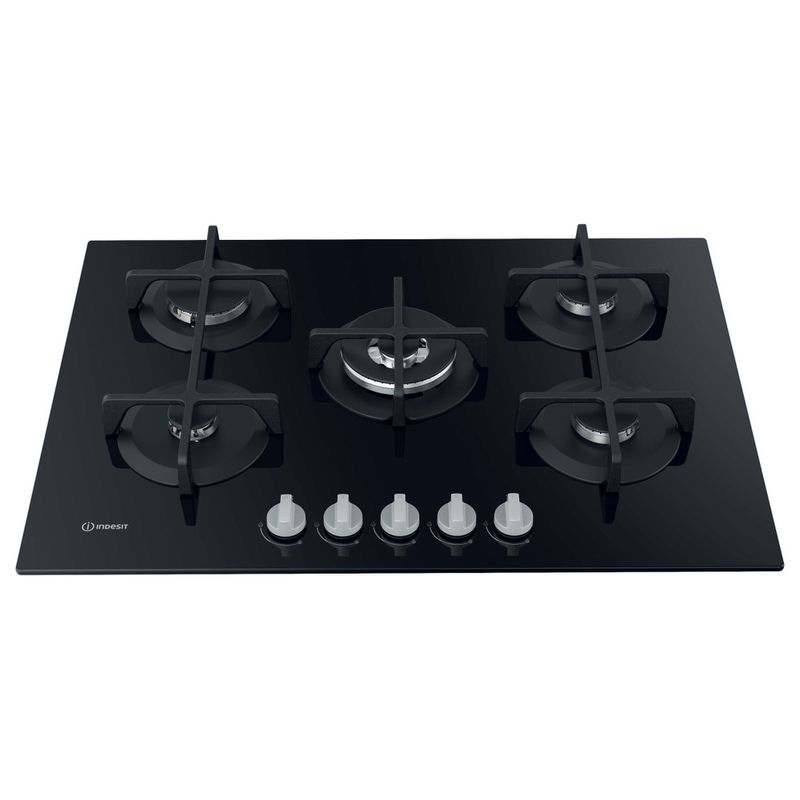Indesit-Piano-cottura-ING-72T-BK-Nero-GAS-Frontal-top-down