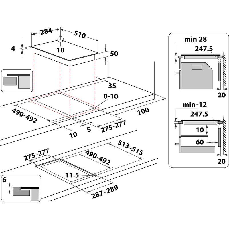 Hotpoint_Ariston Piano cottura HQ 0930S NE Nero Induction vitroceramic Technical drawing