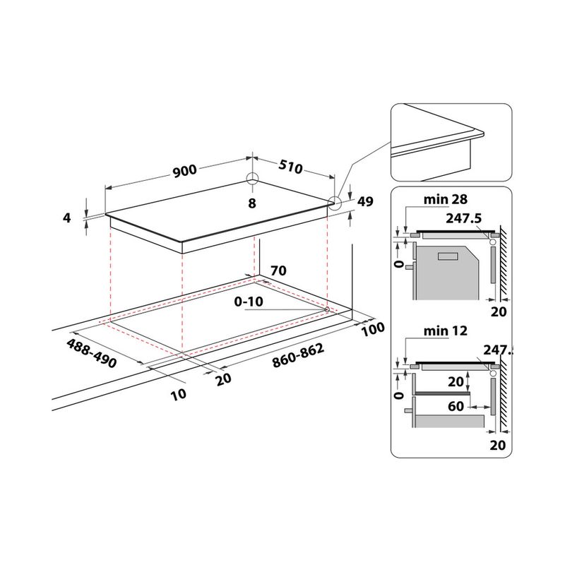 Hotpoint_Ariston-Piano-cottura-HT-1090-BA-Nero-Induction-vitroceramic-Technical-drawing