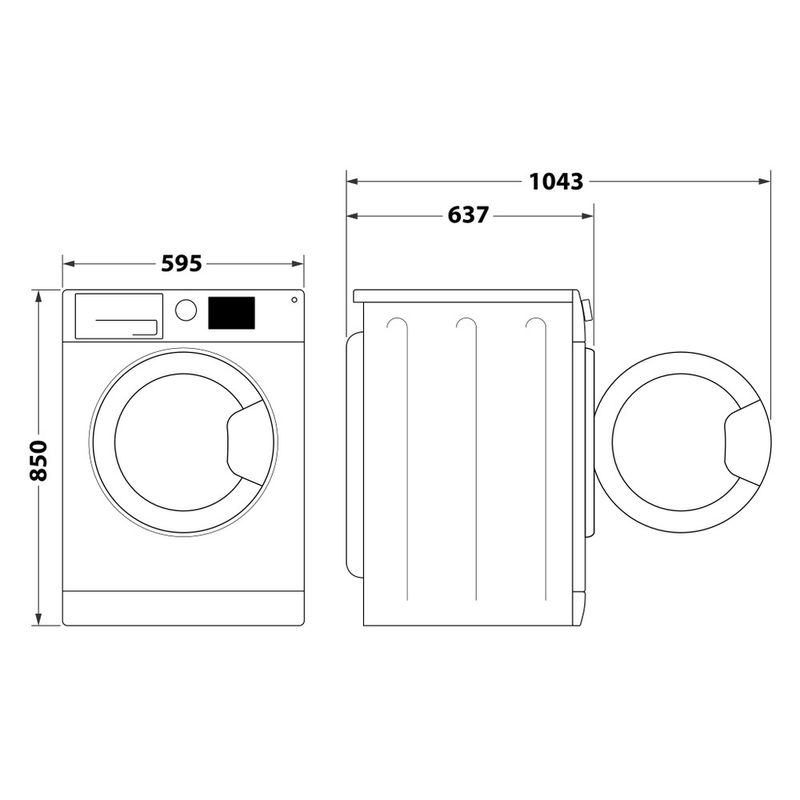 Hotpoint_Ariston Lavabiancheria Libera installazione NG96W IT N Bianco Carica frontale A Technical drawing