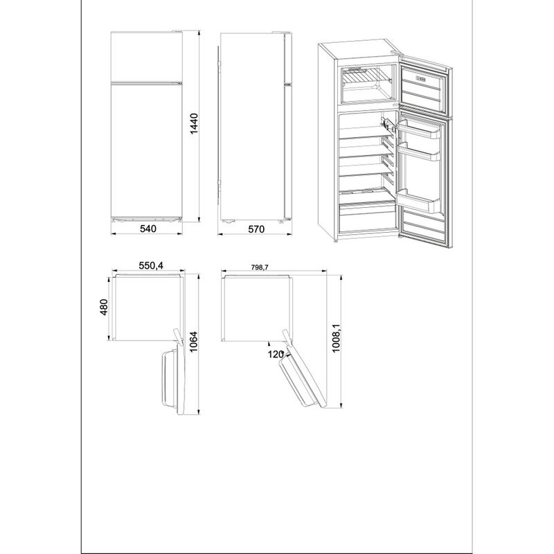 Indesit-Combinazione-Frigorifero-Congelatore-A-libera-installazione-I55TM-4120-W-2-Bianco-2-porte-Technical-drawing