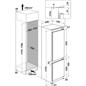 Hotpoint_Ariston-Combinazione-Frigorifero-Congelatore-Da-incasso-HAC18-T313-Bianco-2-porte-Technical-drawing