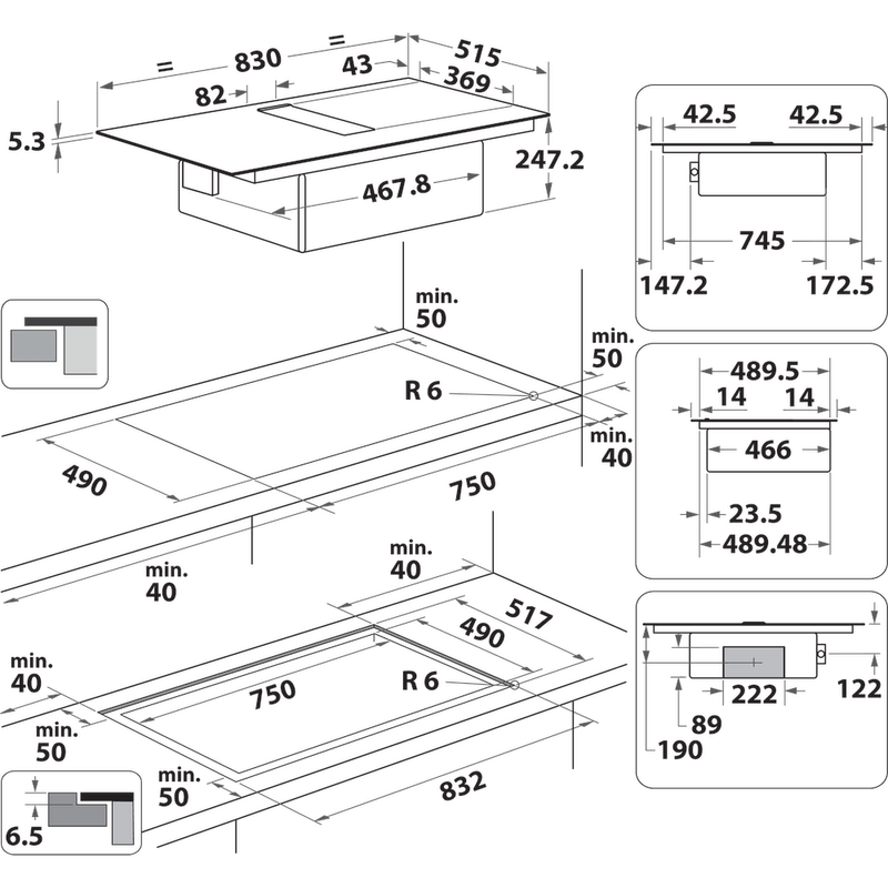 Whirlpool-Venting-cooktop-WVHF83BB-Nero-Technical-drawing