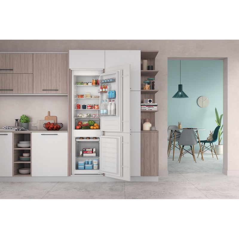 Indesit-Combinazione-Frigorifero-Congelatore-Da-incasso-INC18D011A1-LH-Bianco-2-porte-Lifestyle-frontal-open