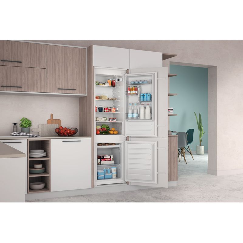 Indesit-Combinazione-Frigorifero-Congelatore-Da-incasso-INC18D011A1-LH-Bianco-2-porte-Lifestyle-perspective-open
