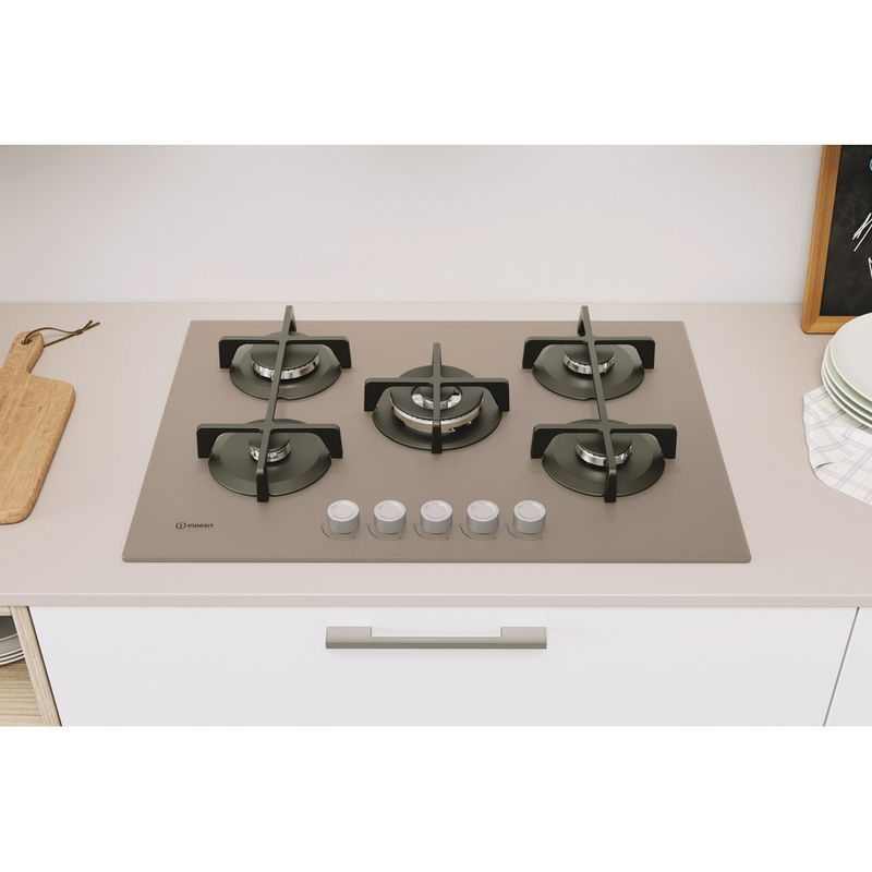 Indesit-Piano-cottura-ING-72T-TD-1-Tortora-GAS-Lifestyle-frontal-top-down