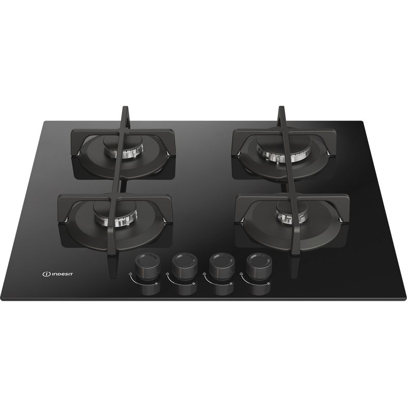 Indesit-Piano-cottura-ING-61T-BK-1-Nero-GAS-Frontal-top-down