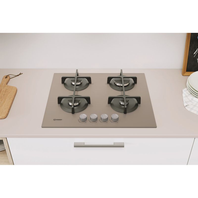 Indesit-Piano-cottura-ING-61T-TD-1-Tortora-GAS-Lifestyle-frontal-top-down