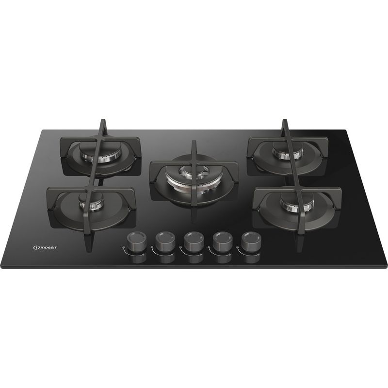 Indesit-Piano-cottura-ING-72T-BK-1-Nero-GAS-Frontal-top-down