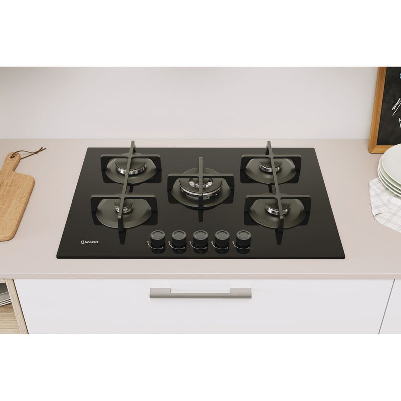 Indesit-Piano-cottura-ING-72T-BK-1-Nero-GAS-Lifestyle-frontal-top-down