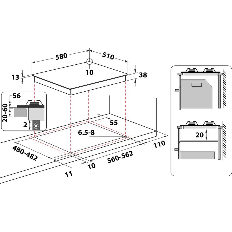 Indesit-Piano-cottura-THP-641-W-IX-I-1-Inox-GAS-Technical-drawing