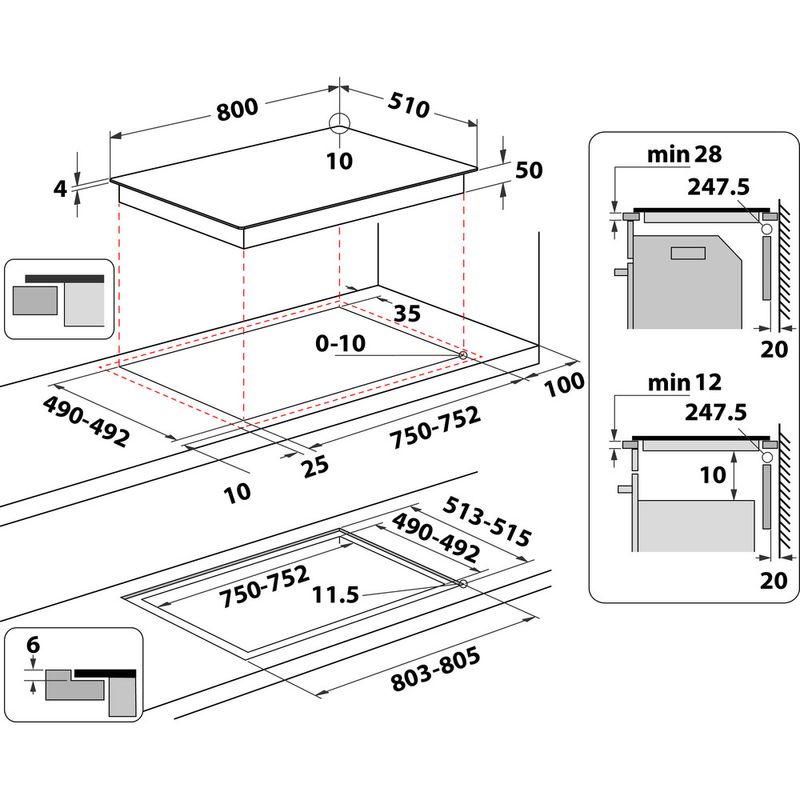 Hotpoint_Ariston-Piano-cottura-HTX8017DNF2-Nero-Induction-vitroceramic-Technical-drawing