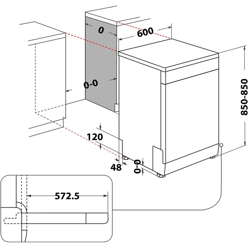 Indesit Lavastoviglie A libera installazione IN2FFC14BN6 A libera installazione C Technical drawing