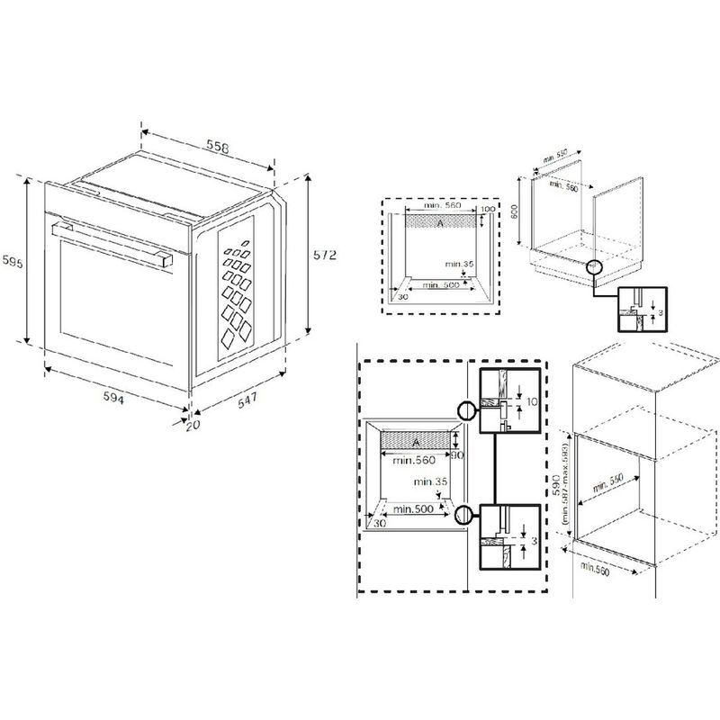 Beko-Microonde-Da-incasso-BMGB-25333-BG-Nero-Elettronico-25-Microonde---grill-900-Technical-drawing
