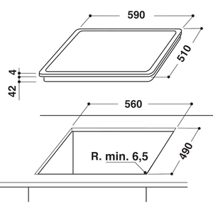 Whirlpool-Piano-cottura-AKT-864-IX-Nero-Radiant-vitroceramic-Technical-drawing