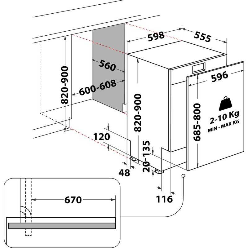 Whirlpool-Lavastoviglie-Da-incasso-WH4IFC14BN6S-Totalmente-integrato-C-Technical-drawing