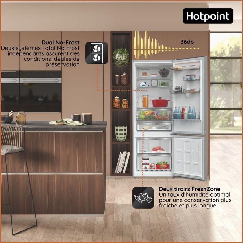 Hotpoint-Combinazione-Frigorifero-Congelatore-A-libera-installazione-HPAK2-6472-XP4E-New-Silver-–-ARC-1035-2-porte-Lifestyle-detail