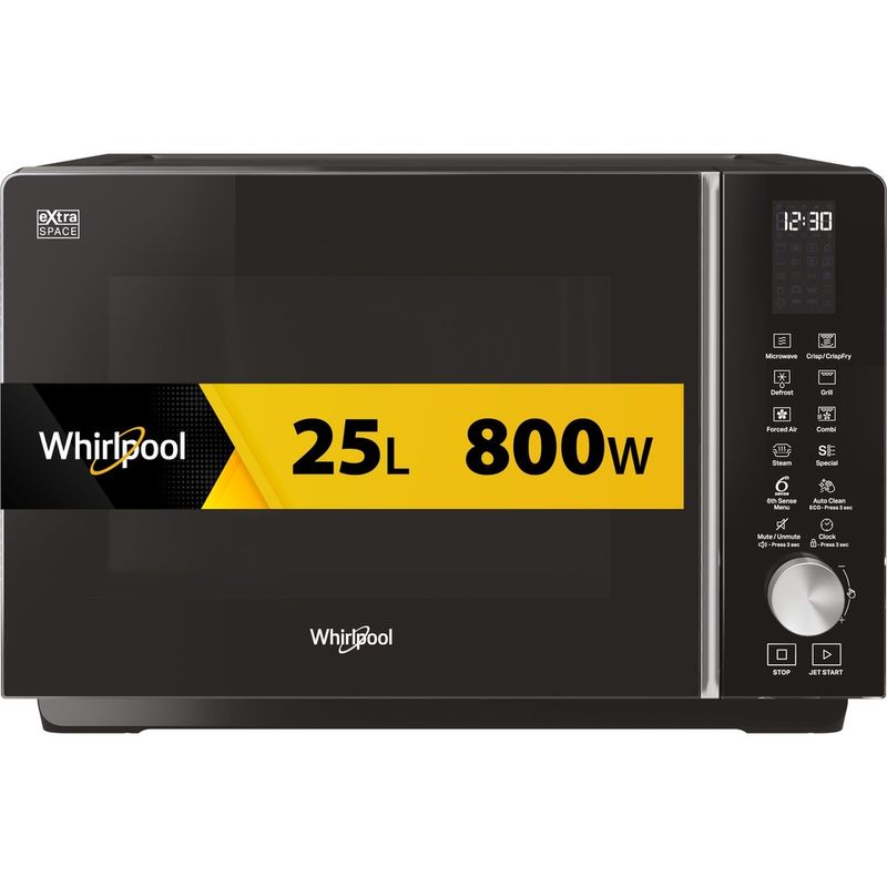 Whirlpool-Microonde-A-libera-installazione-MWF-259-SB-Silver-Nero-Elettronico-25-Microonde-combinato-800-Frontal