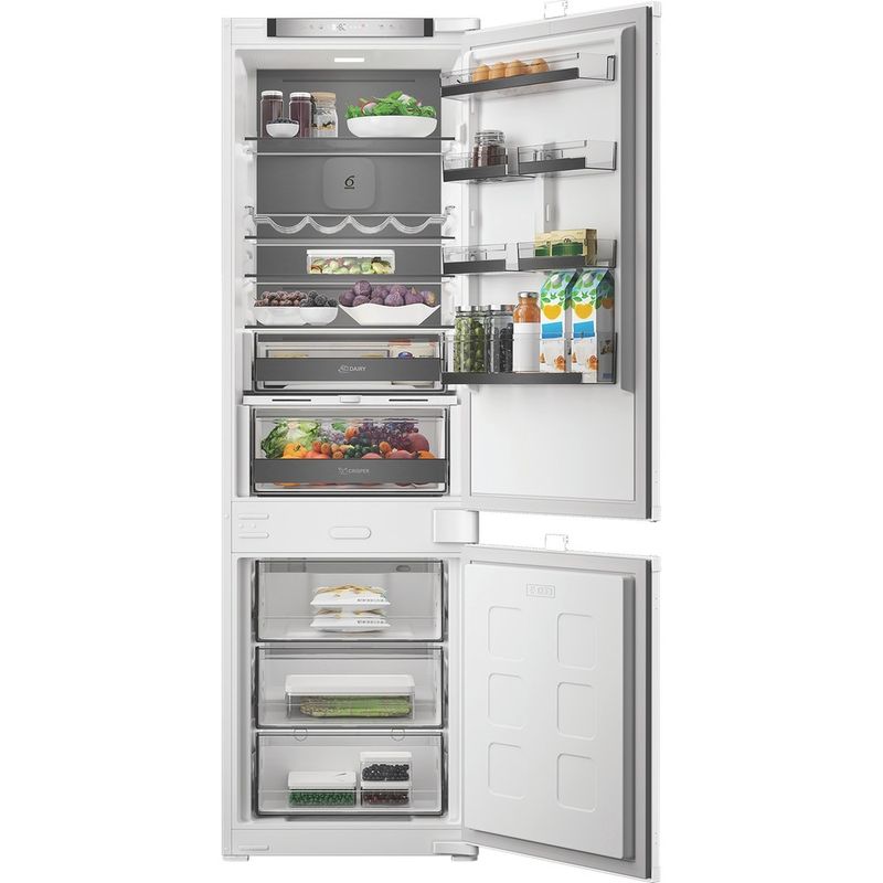 Whirlpool-Combinazione-Frigorifero-Congelatore-Da-incasso-WHK2-5293-B5E1-Zinc-Metal-2-porte-Lifestyle-frontal-open