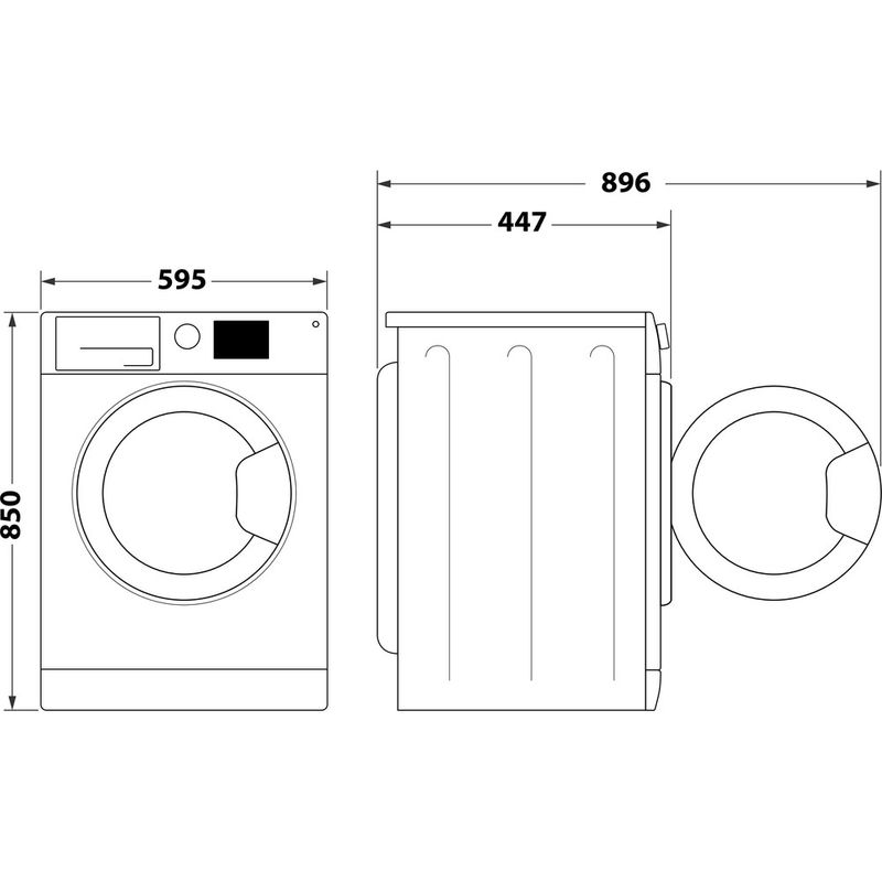 Indesit Lavabiancheria A libera installazione BWSA 7126X SV IT Bianco Carica frontale A Technical drawing