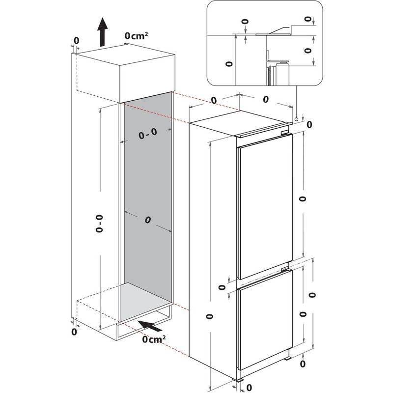 Whirlpool Combinazione Frigorifero/Congelatore Da incasso WHK2 5323 B5E1 Zinc Metal 2 porte Technical drawing