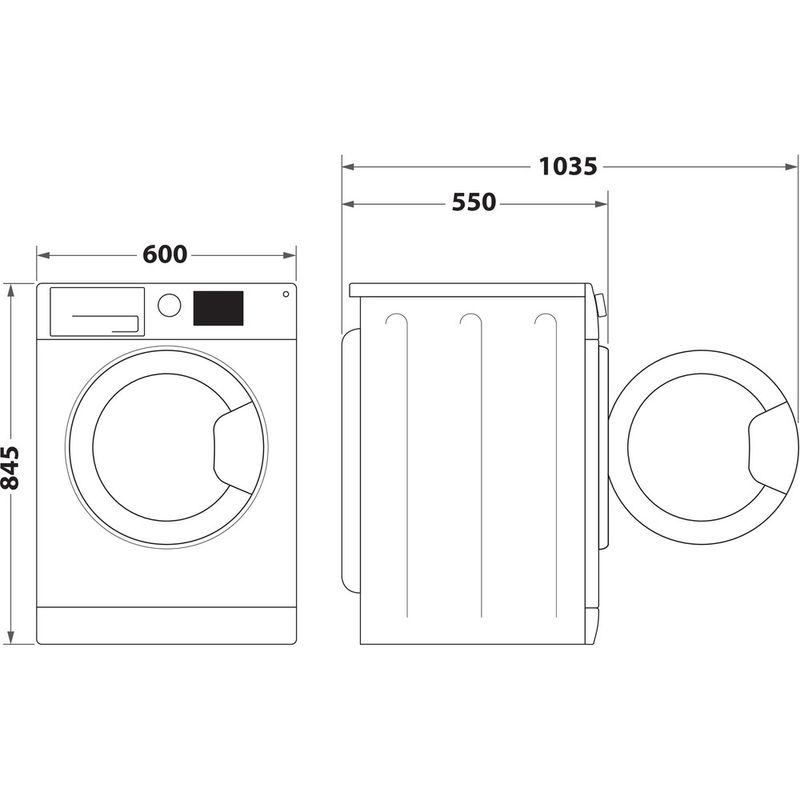 Whirlpool Lavabiancheria A libera installazione WAM R268WB IT Bianco Carica frontale A Technical drawing