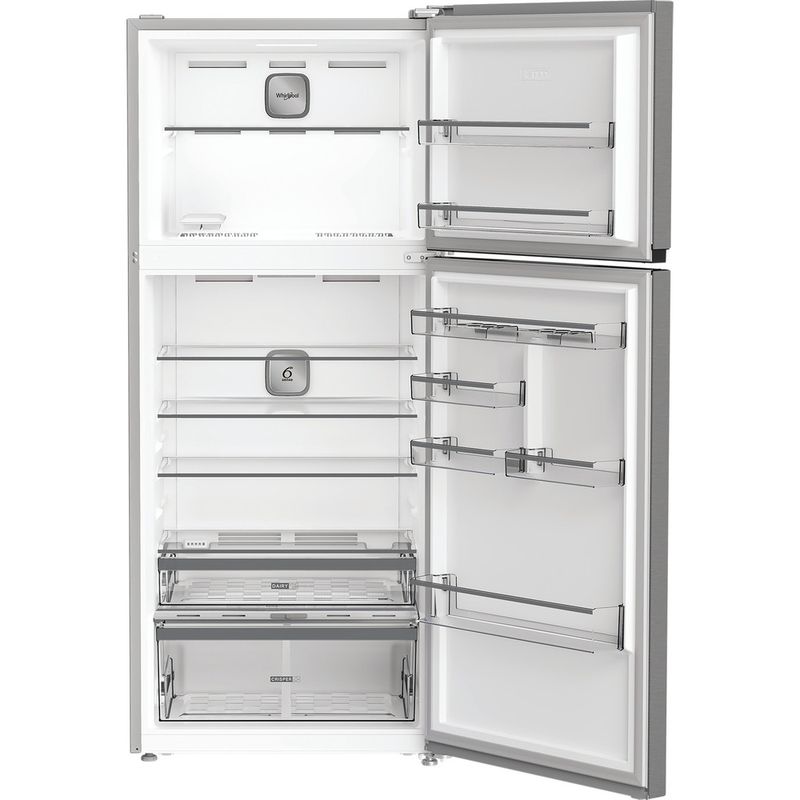 Whirlpool-Combinazione-Frigorifero-Congelatore-A-libera-installazione-WHD2-6553-X5E-New-Silver-–-ARC-1035-2-porte-Perspective-open