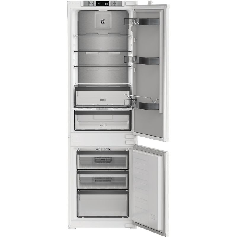 Whirlpool Combinazione Frigorifero/Congelatore Da incasso WHKN 3253 B4E Zinc Metal 2 porte Perspective open