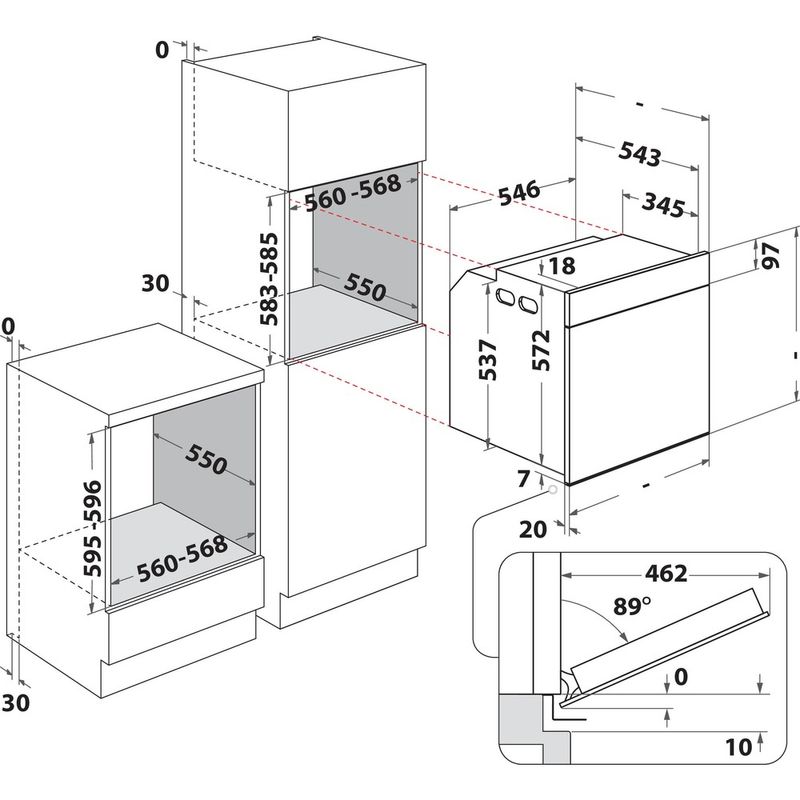 Whirlpool-Forno-Da-incasso-WOI6L8PBSXA-Elettrico-A--Technical-drawing