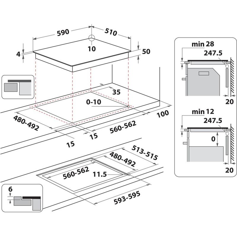 Indesit-Piano-cottura-IS-35Q60-NE-Nero-Induction-vitroceramic-Technical-drawing