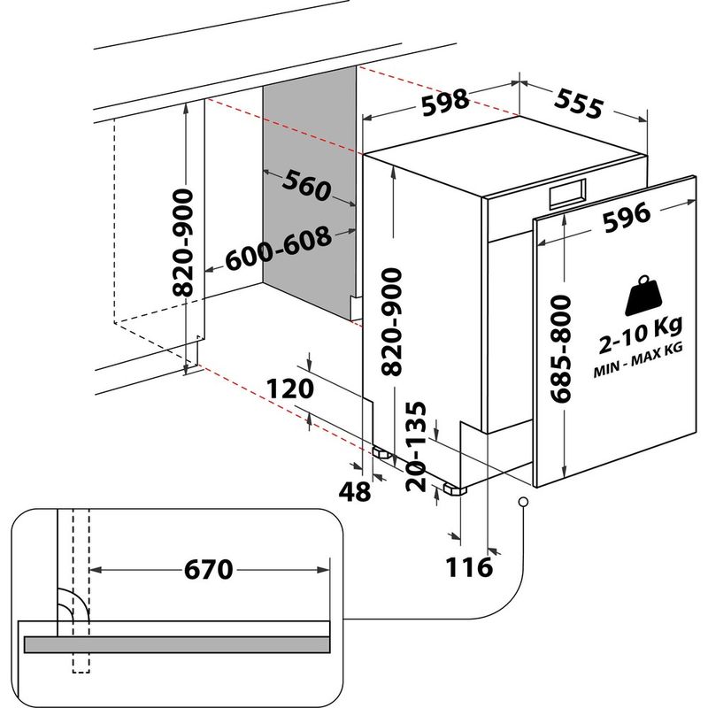 Hotpoint_Ariston-Lavastoviglie-Da-incasso-HA4IFKC14BS-Totalmente-integrato-C-Technical-drawing