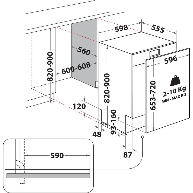 Whirlpool-Lavastoviglie-Da-incasso-WIO30540PELGC-Totalmente-integrato-B-Technical-drawing